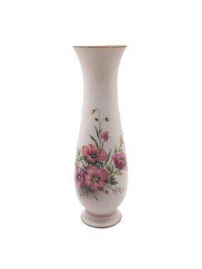 COR Crown Hibiscus Matte Porcelain Floral Bud Vase Japan 1988